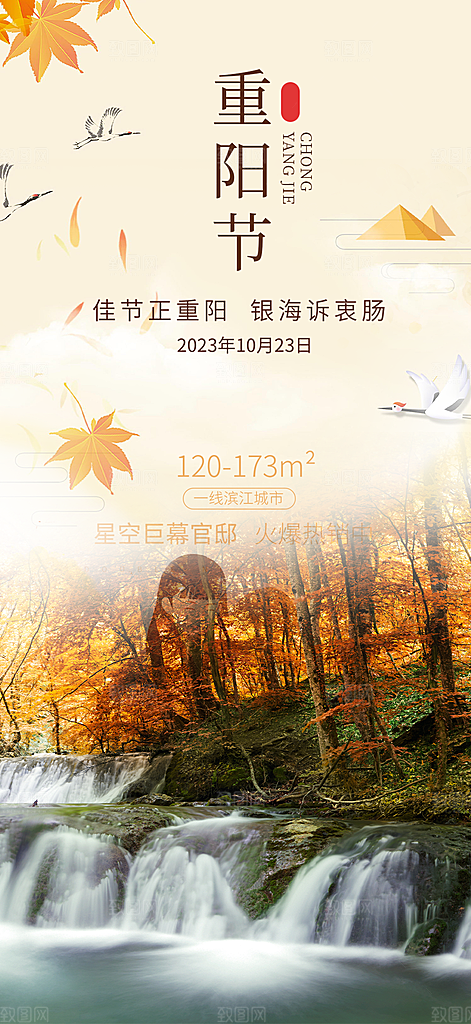 秋日节日重阳节敬老爱老宣传活动海报