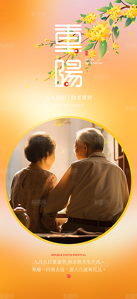 重阳节敬老爱老宣传活动海报