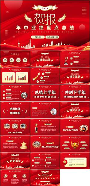 红色简约喜庆高考喜报PPT