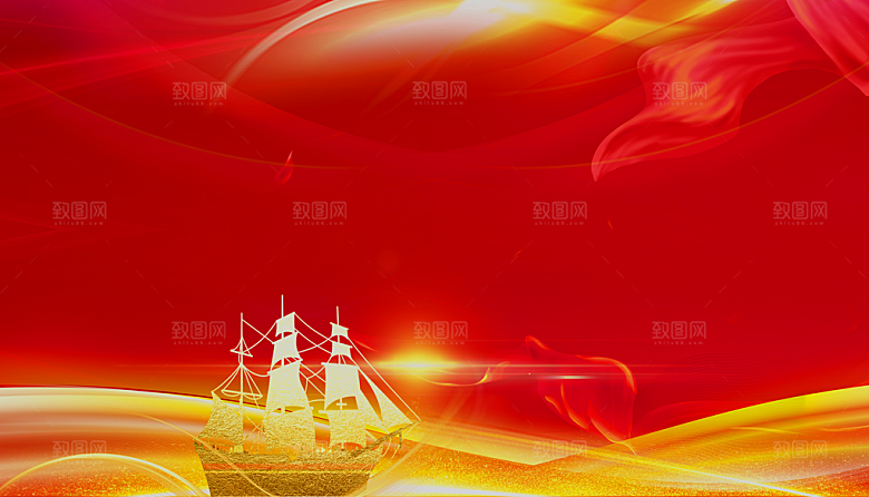 传统红色背景素材PSD