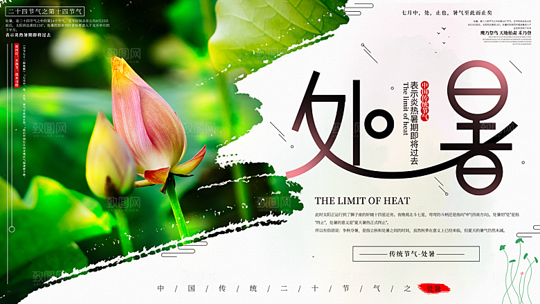 处暑节气简约大气海报