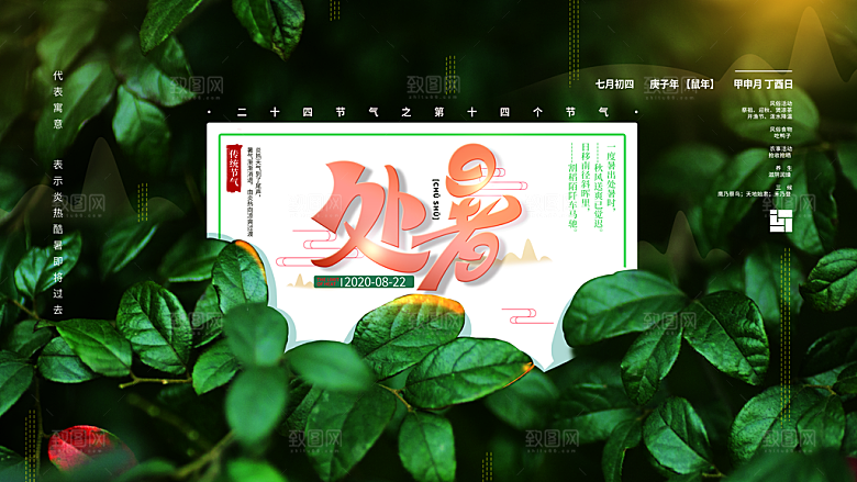 处暑节气简约大气海报