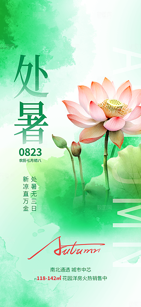 传统节气处暑海报模板