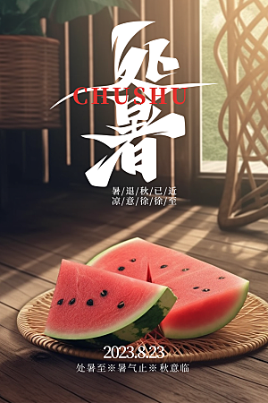 处暑节气简约大气海报