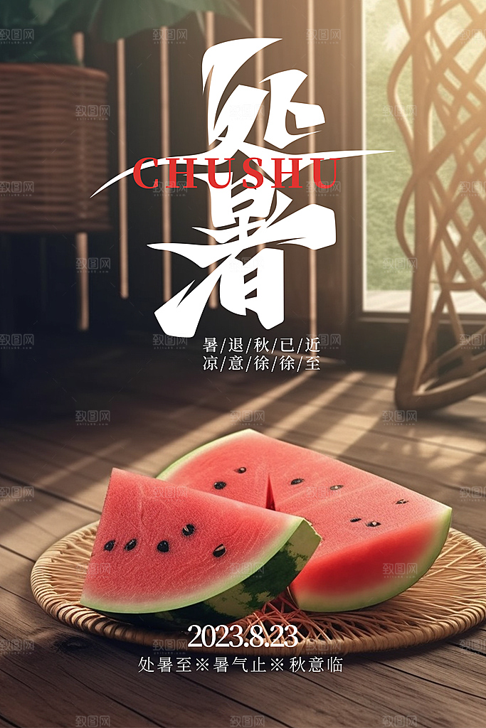 处暑节气简约大气海报