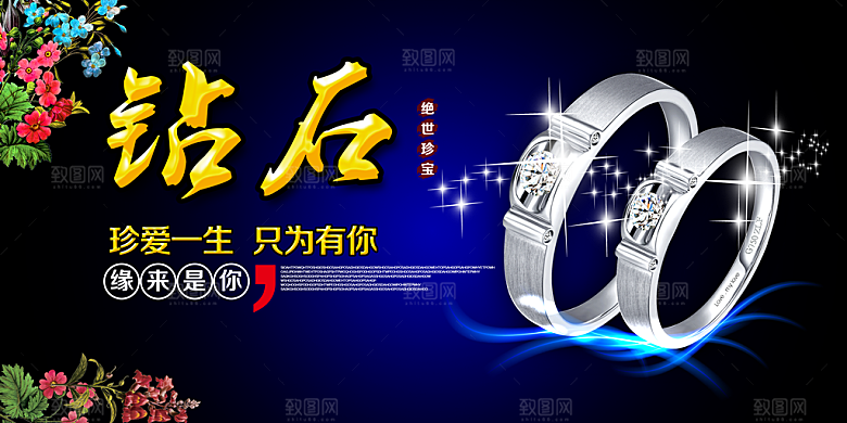 项链戒指玉石首饰海报展板设计素材