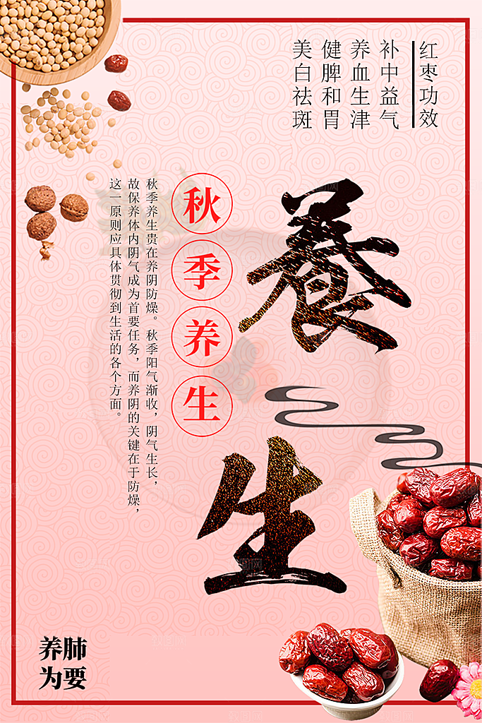 秋季养生红枣海报