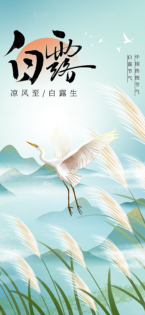 白露节气传统海报
