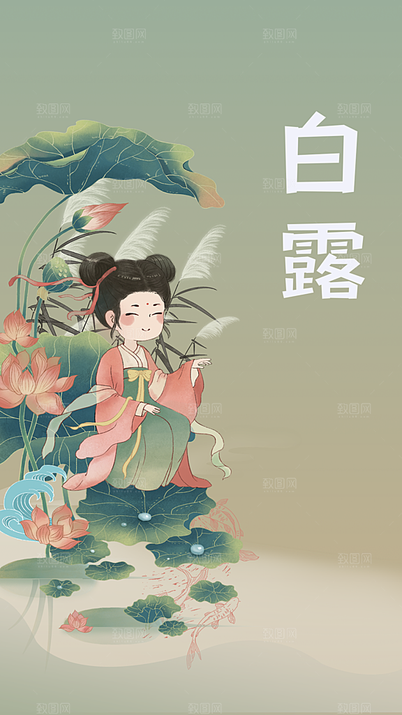 白露节气传统海报