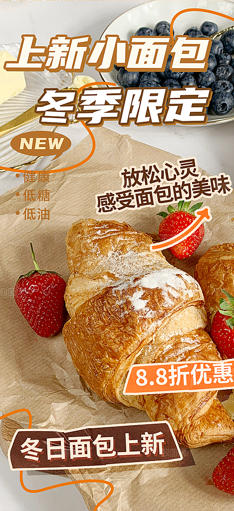 美味早餐面包促销活动海报