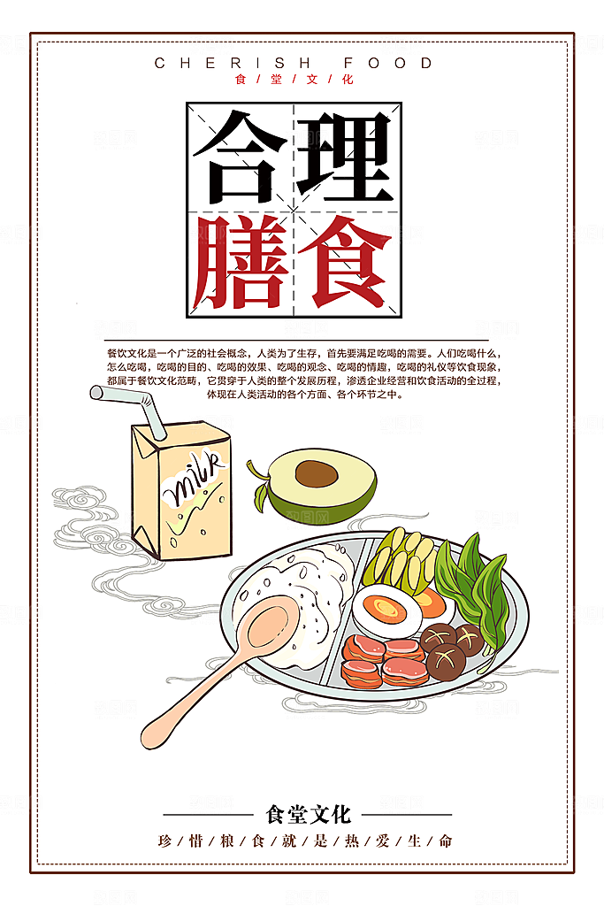 食堂文化展板海报设计