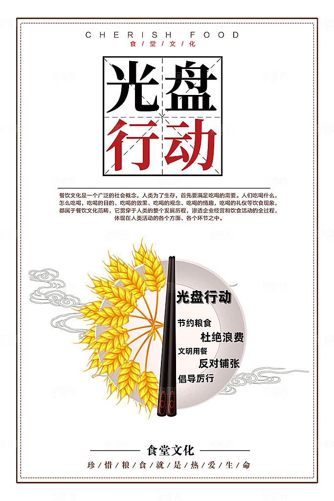 食堂文化展板海报设计