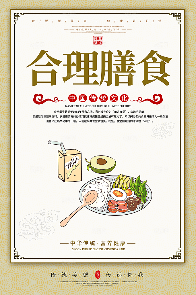 食堂文化展板海报设计素材