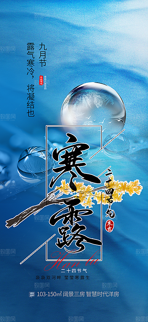 简约风传统寒露二十四节气海报