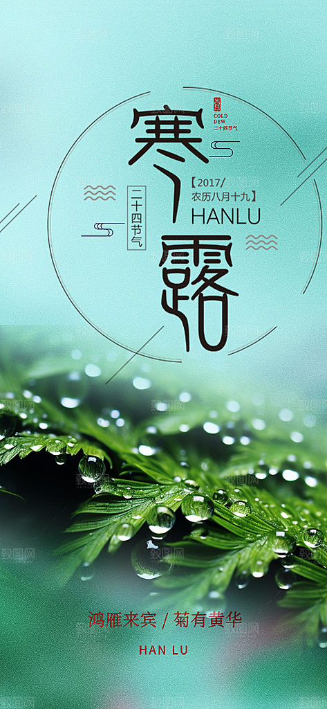 简约风传统寒露二十四节气海报