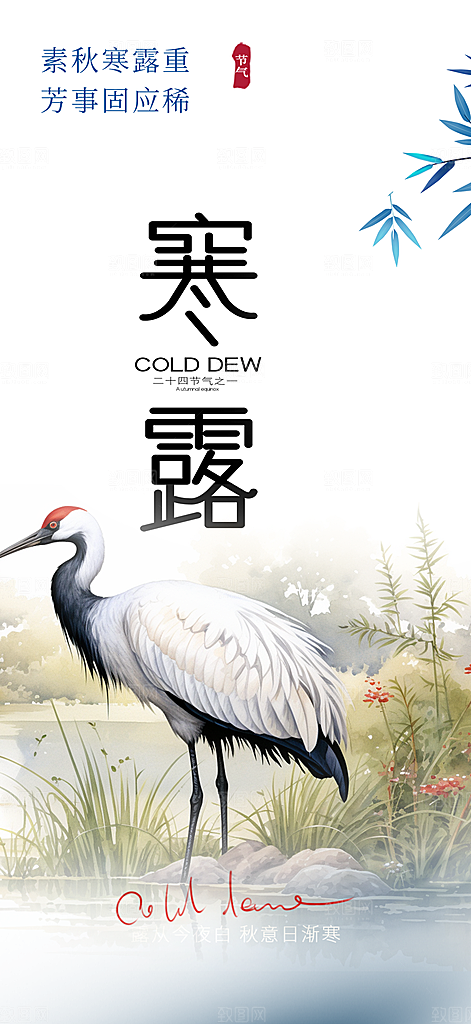 简约风传统寒露二十四节气海报