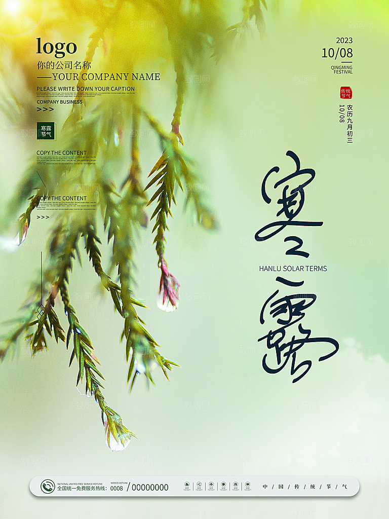 寒露节气简约大气海报