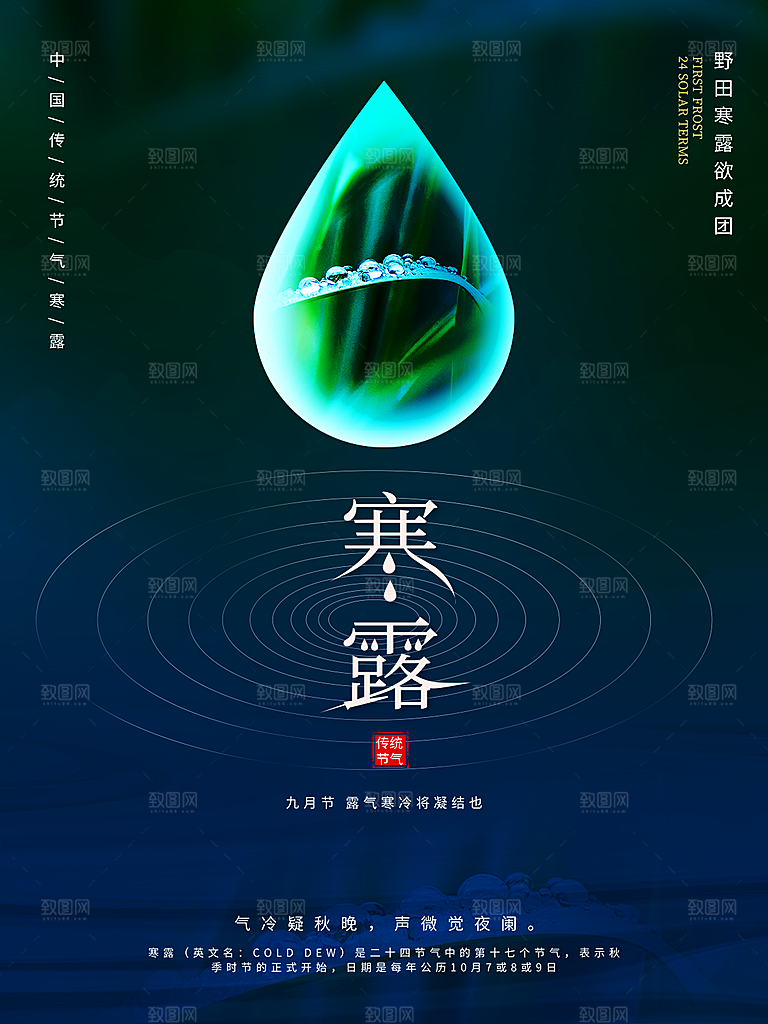 寒露节气简约大气海报