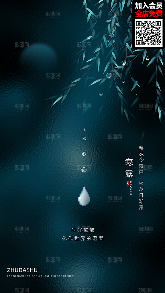 寒露节气简约大气海报