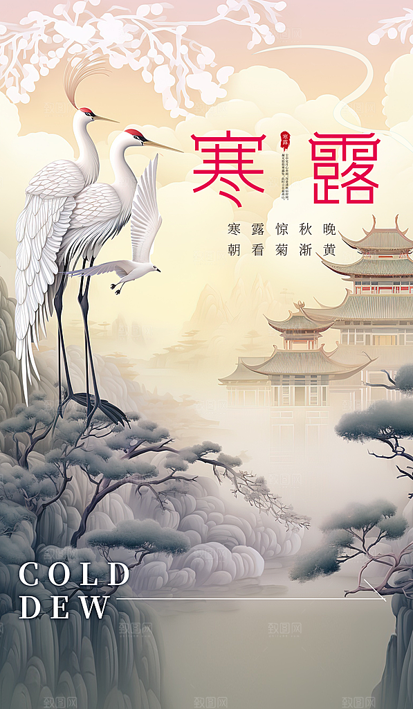 传统节气寒露海报模版
