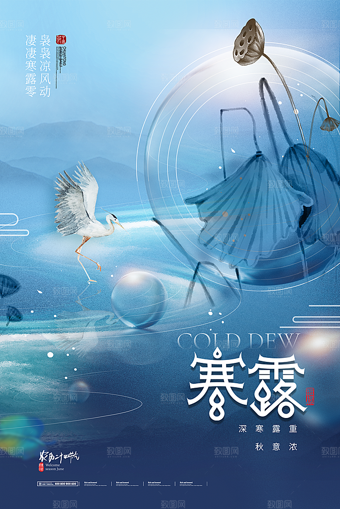 寒露节气简约大气海报