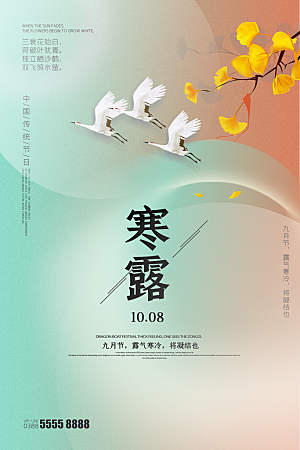 传统节气寒露海报模版