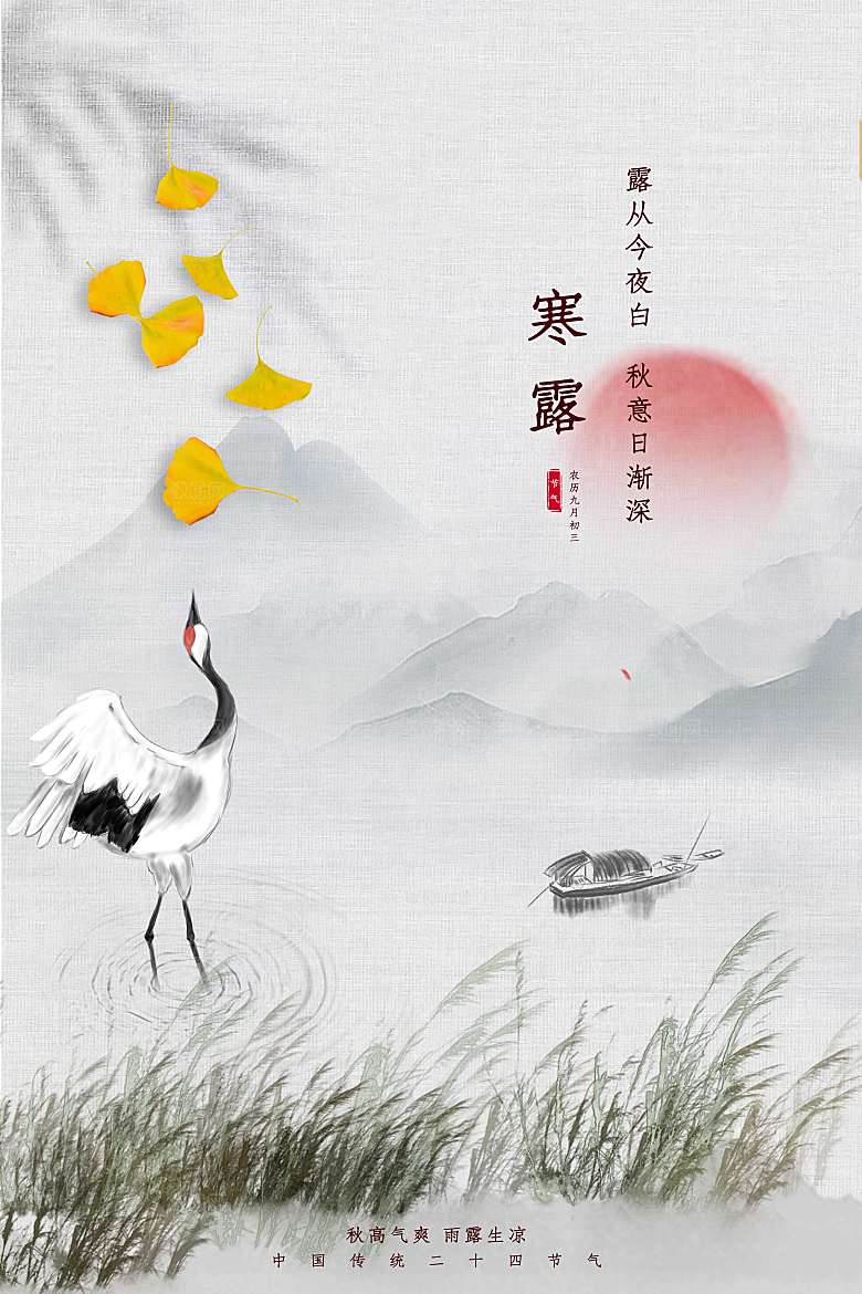 寒露节气简约大气海报