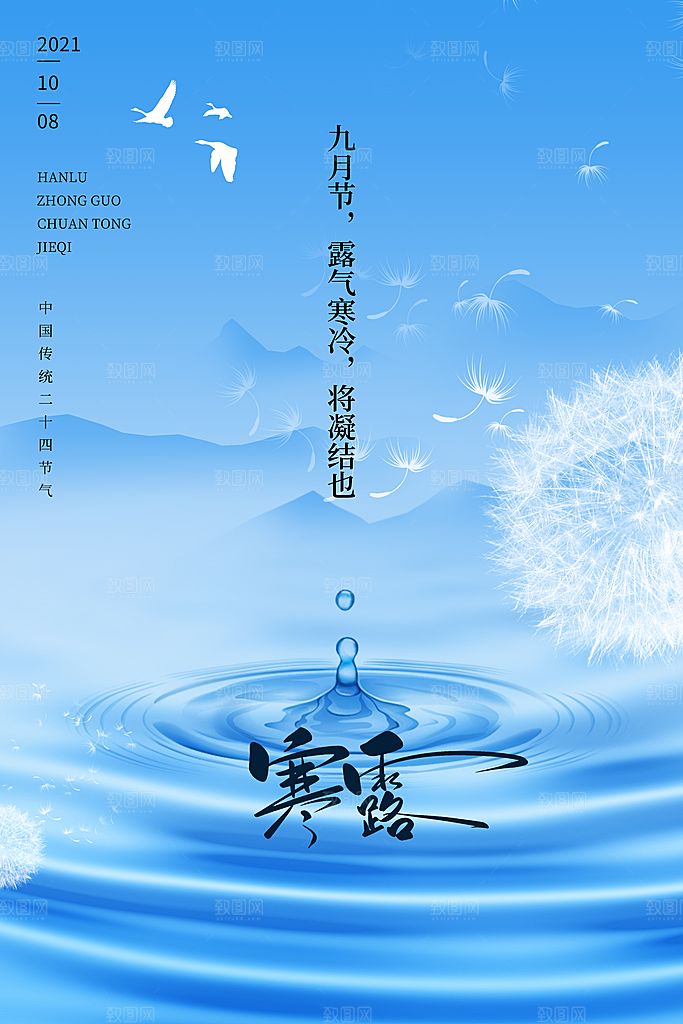 传统节气寒露海报模版