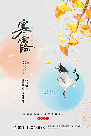 寒露节气简约大气海报