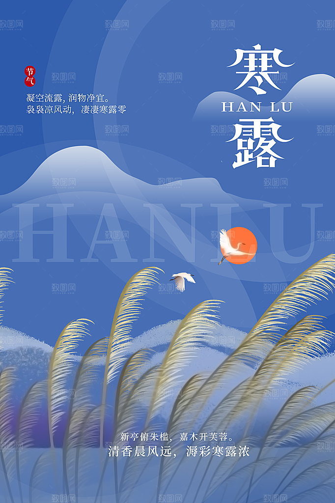 寒露节气简约大气海报