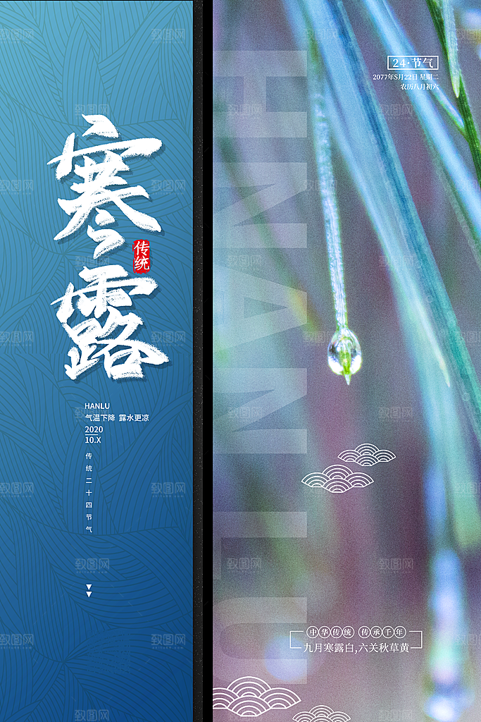 寒露节气简约大气海报