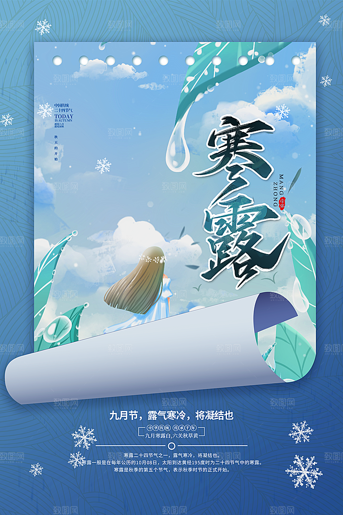 寒露节气简约大气海报