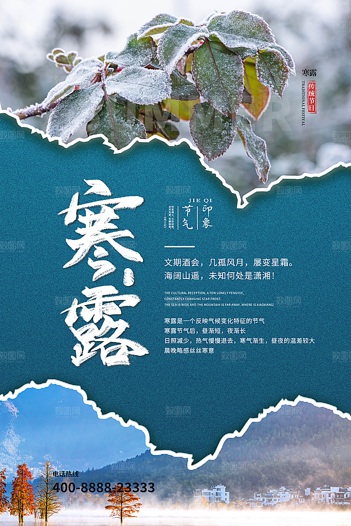 寒露节气简约大气海报