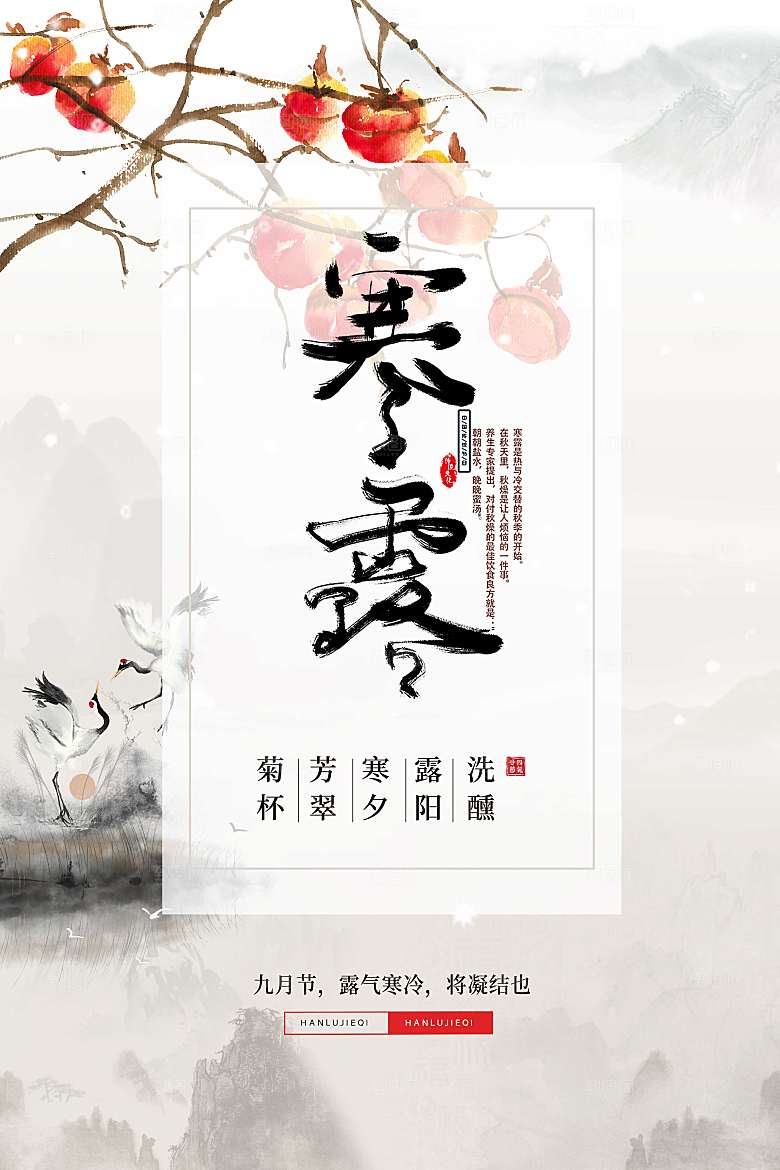 传统节气寒露海报模版