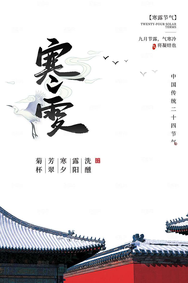 传统节气寒露海报模版