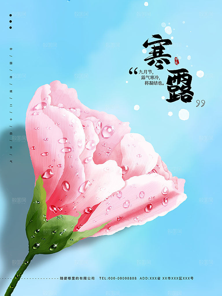 寒露节气简约大气海报