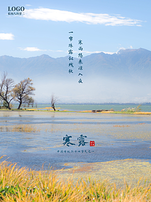 寒露节气简约大气海报