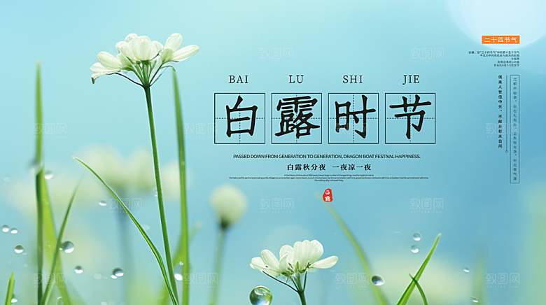 简约风传统白露二十四节气展板