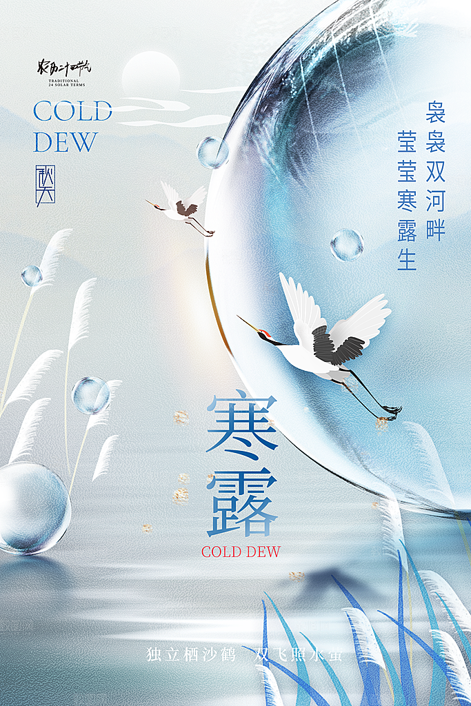 寒露节气简约大气海报