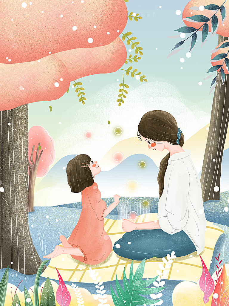 简约大气母亲节节日插画海报