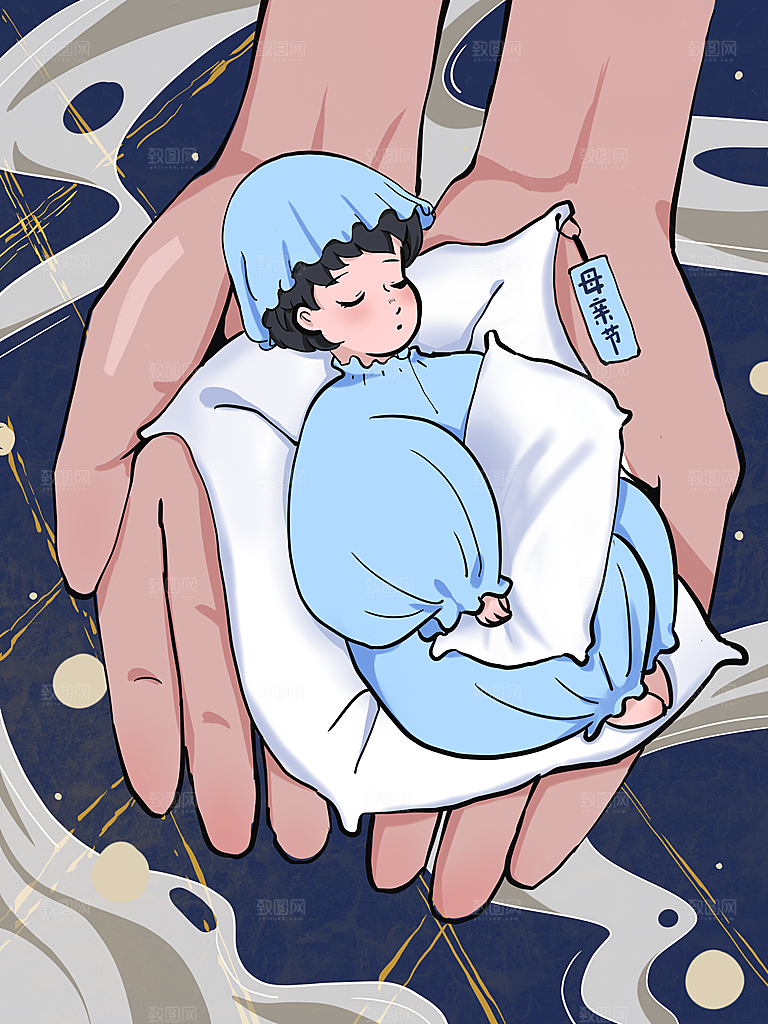 简约大气母亲节节日插画海报