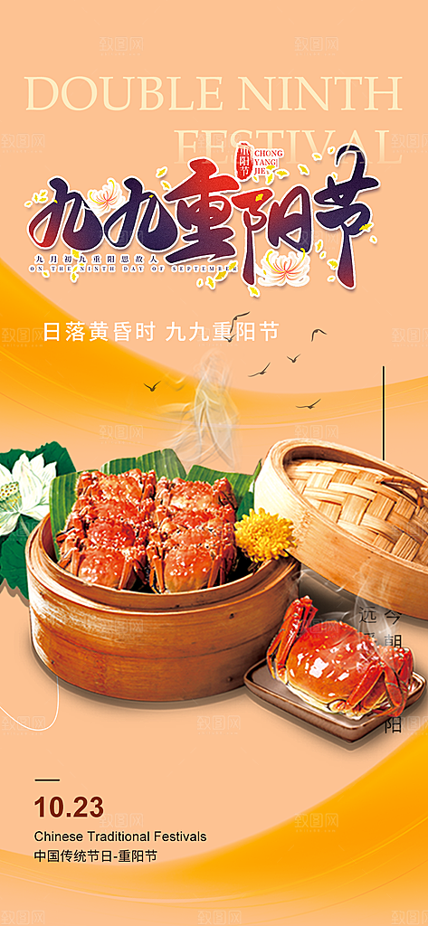 秋日节日重阳节敬老爱老宣传活动海报