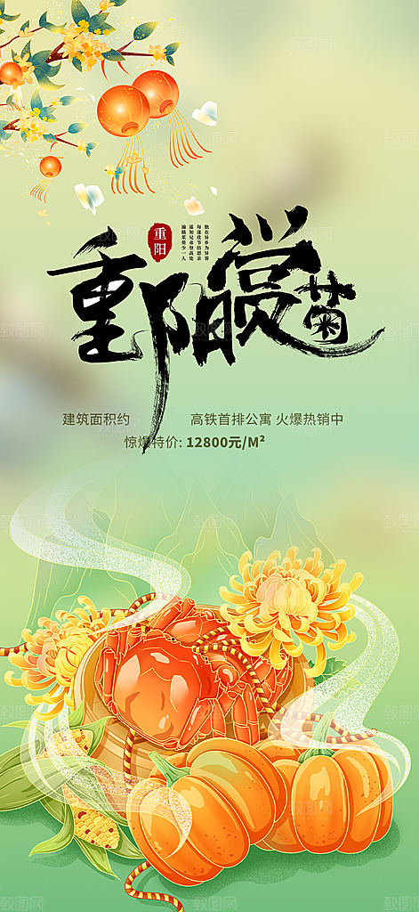 秋日节日重阳节敬老爱老宣传活动海报
