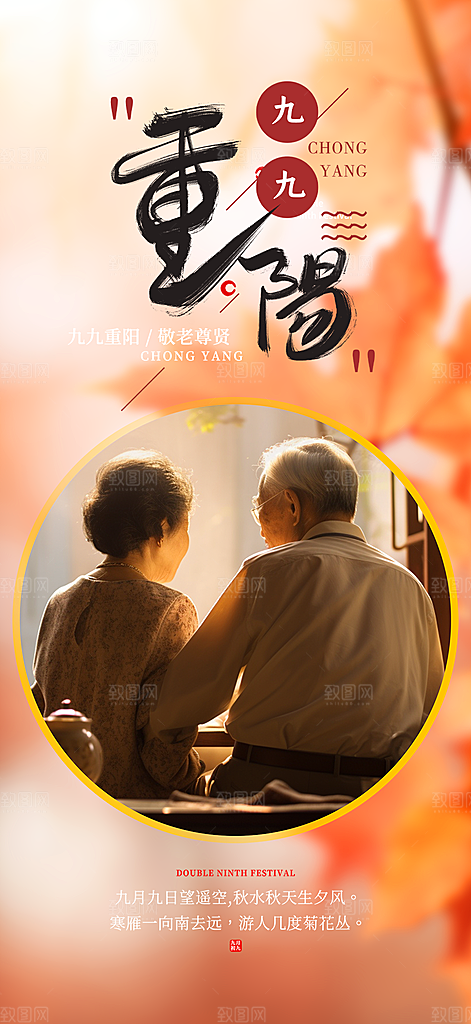 重阳节敬老爱老宣传活动海报