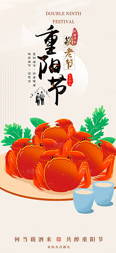 秋日节日重阳节敬老爱老宣传活动海报