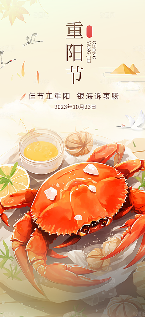 秋日节日重阳节敬老爱老宣传活动海报