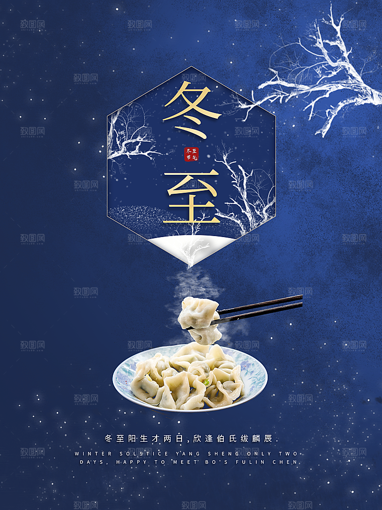 冬至节气简约大气海报