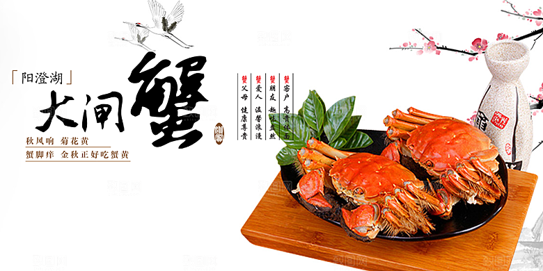 美食螃蟹大闸蟹美味促销展板