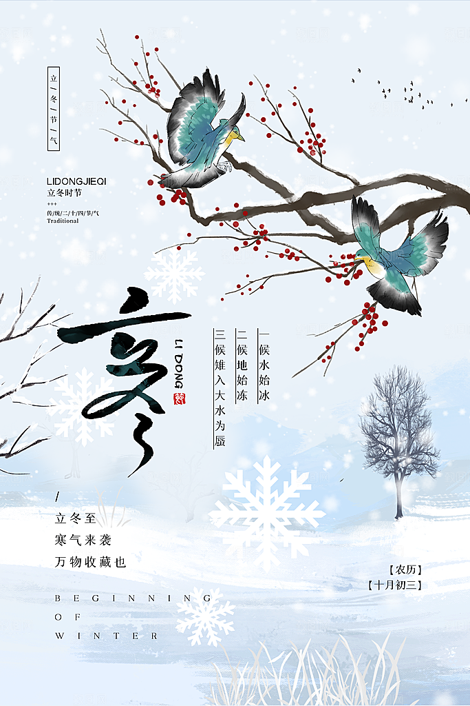 冬至节气简约大气海报