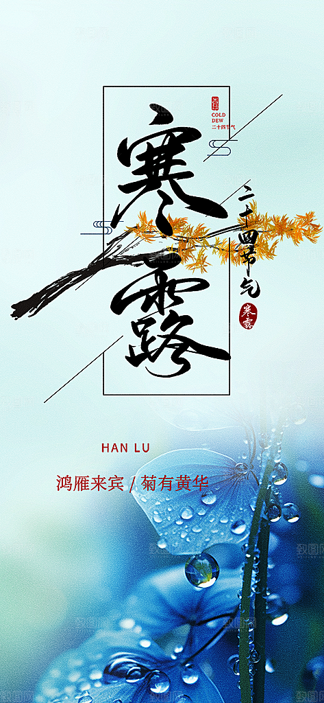 简约风传统寒露二十四节气海报